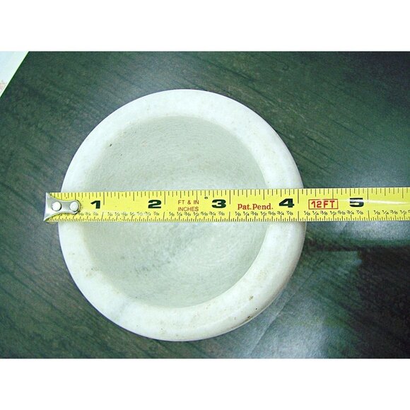 Small Mortar And Pestle Set Natural Stone Classic White Gray Marble 4x3" Herbs - Picture 8 of 9